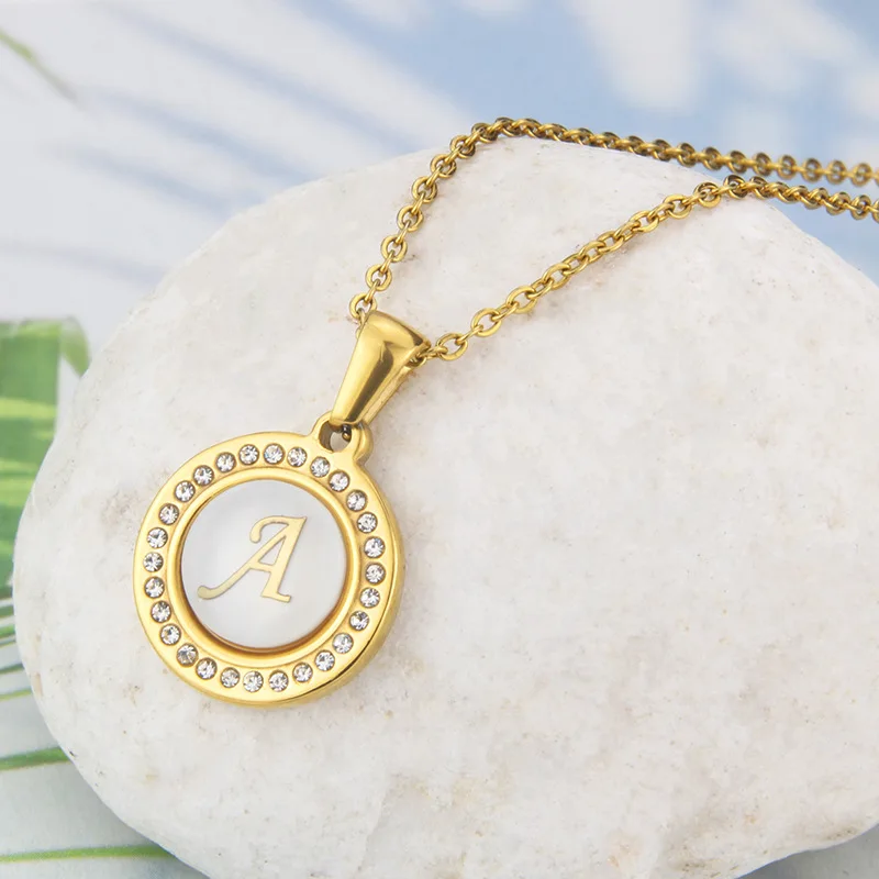 Gold Color Initial Letter Women Necklace Stainless Steel Round Zircon Girls 26 Letters Pendants Charm Necklaces Women Jewelry
Gold Color Initial Letter Women Necklace Stainless Steel Round Zircon Girls 26 Letters Pendants Charm Necklaces Women Jewelry