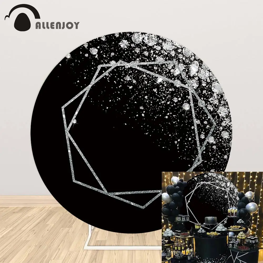Allenjoy Wedding Round Photo Background Sliver Frame Diamond Black Glitter Sequin Valentine's Day Circle Cake Table Backdrops
Allenjoy Wedding Round Photo Background Sliver Frame Diamond Black Glitter Sequin Valentine's Day Circle Cake Table Backdrops