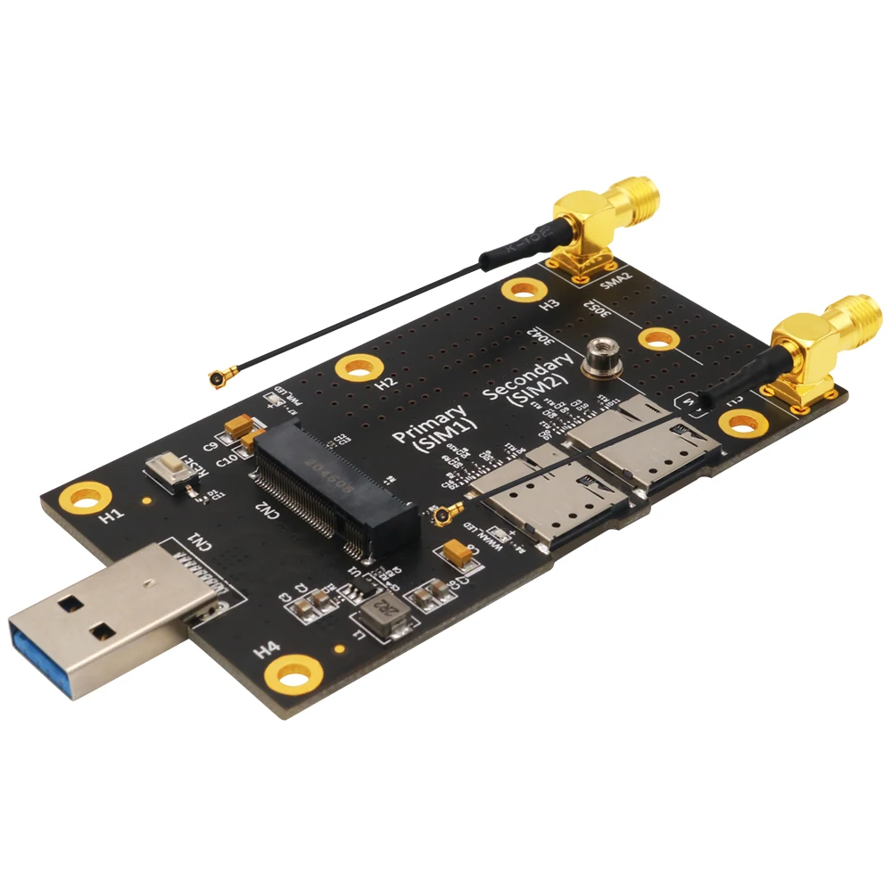 NGFF M.2 Key B to USB 3.0 Adapter Expansion Card for 3G/4G/5G Module M.2 Wifi Card with Dual NANO SIM Card Slot 2.4G/5G Antenna
NGFF M.2 Key B to USB 3.0 Adapter Expansion Card for 3G/4G/5G Module M.2 Wifi Card with Dual NANO SIM Card Slot 2.4G/5G Antenna