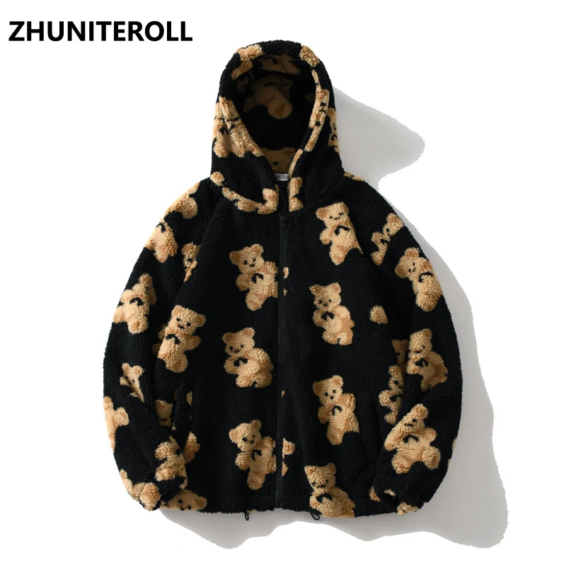 Fleece Hooded Jackets Cute Bear Print Harajuku Hip Hop Men Fashion Casual Full Zipper Women Hooded Coat Tops Outwear Streetwear
Fleece Hooded Jackets Cute Bear Print Harajuku Hip Hop Men Fashion Casual Full Zipper Women Hooded Coat Tops Outwear Streetwear