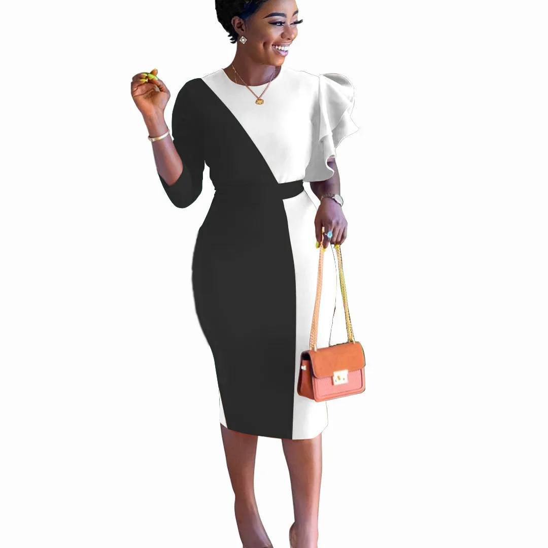 Women's Elegant Dress Ruffled Patchwork High Waist Long Skirt Work Business Office Wear Mid-Length Dress
Women's Elegant Dress Ruffled Patchwork High Waist Long Skirt Work Business Office Wear Mid-Length Dress