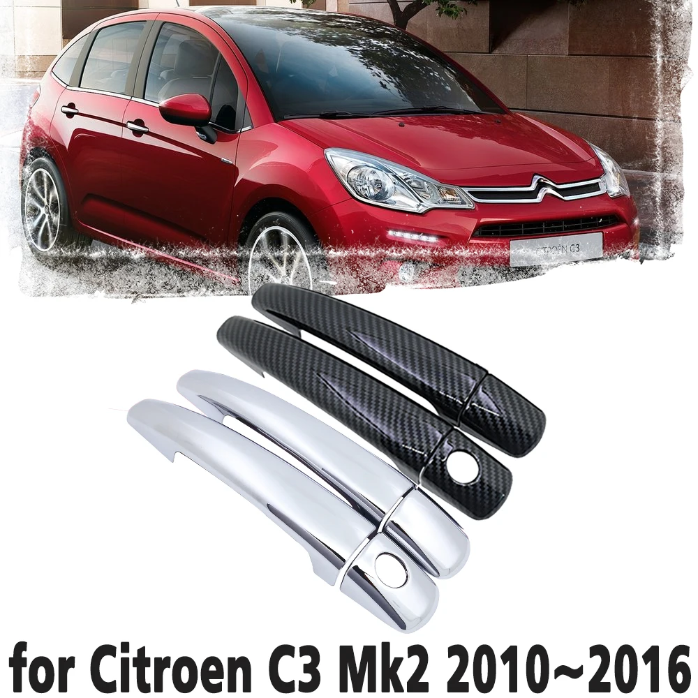 Black Carbon Fiber handle Or Chrome Side Door Cover Trim Set for Citroen C3 Mk2 2010~2016 Car Accessories 2011 2012 2013 2014
Black Carbon Fiber handle Or Chrome Side Door Cover Trim Set for Citroen C3 Mk2 2010~2016 Car Accessories 2011 2012 2013 2014