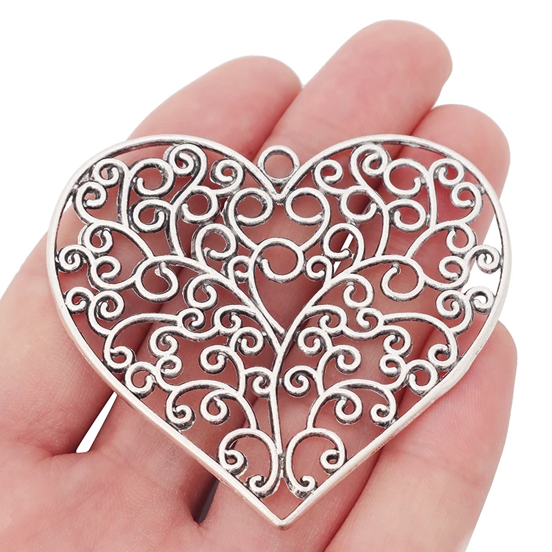 3Pcs Tibetan Silver Hollow Open Large Filigree Spiral Heart Charms Pendants for DIY Necklaces Jewelry Making Findings 64x57mm
3Pcs Tibetan Silver Hollow Open Large Filigree Spiral Heart Charms Pendants for DIY Necklaces Jewelry Making Findings 64x57mm