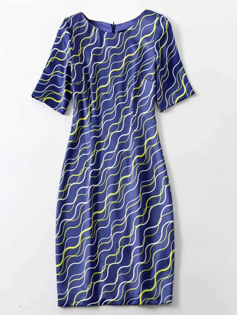 Fashion Wave Strip Print Women Rond Neck Sheath Dress Short Sleeve Mini Dresses
Fashion Wave Strip Print Women Rond Neck Sheath Dress Short Sleeve Mini Dresses