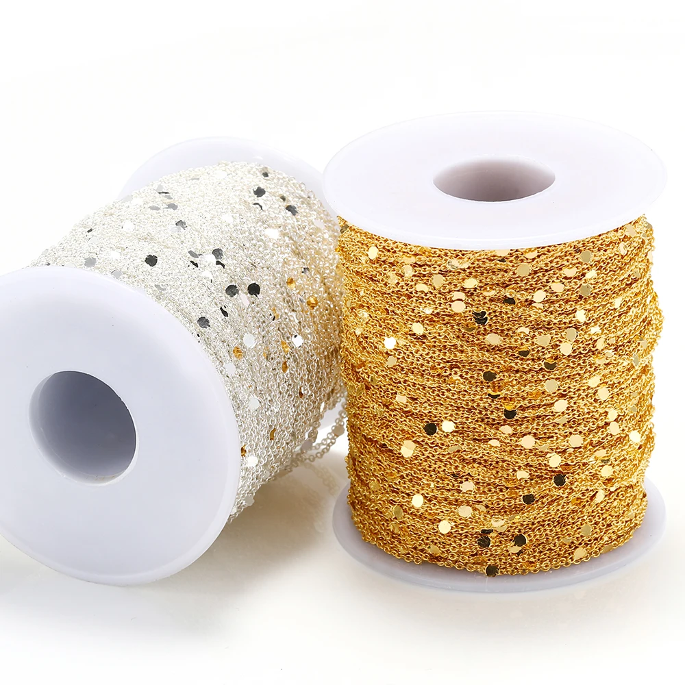 2Meters/lot Sequins Chain Gold Silver Necklace Chain Metal Cable Chains for Jewelry Making Components Handmade DIY Material Bulk
2Meters/lot Sequins Chain Gold Silver Necklace Chain Metal Cable Chains for Jewelry Making Components Handmade DIY Material Bulk
