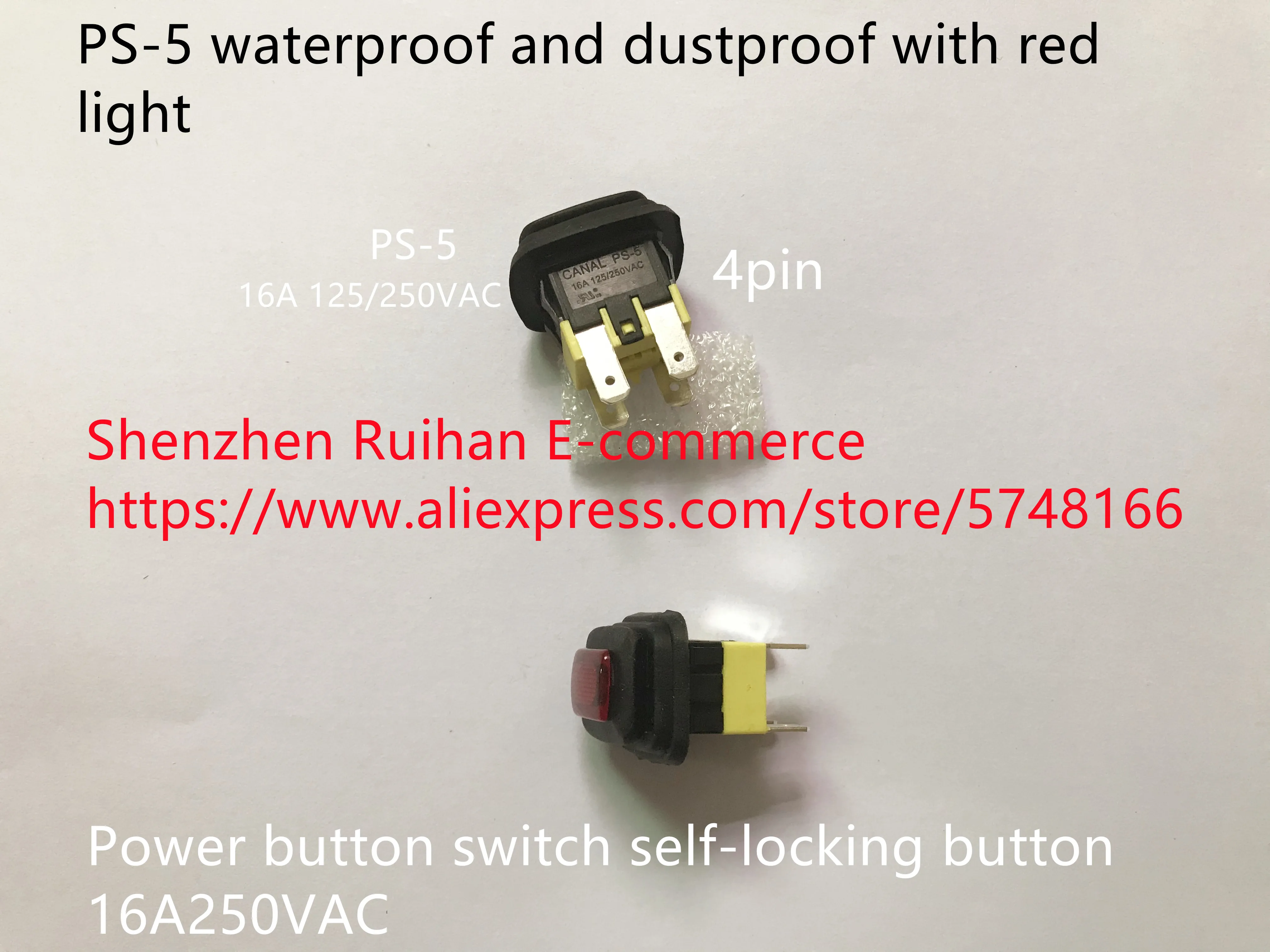 Original new 100% PS-5 waterproof and dustproof 16A250VAC with red light power button switch self-locking button 4pin
Original new 100% PS-5 waterproof and dustproof 16A250VAC with red light power button switch self-locking button 4pin