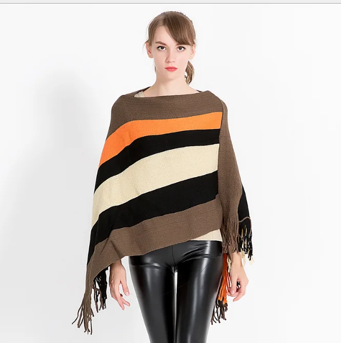 Autumn Winter New Knitted Pullover Cloak Shawl Women's Fashion Stripe European American Women's Scarf Girl Outdoor Coffee
Autumn Winter New Knitted Pullover Cloak Shawl Women's Fashion Stripe European American Women's Scarf Girl Outdoor Coffee