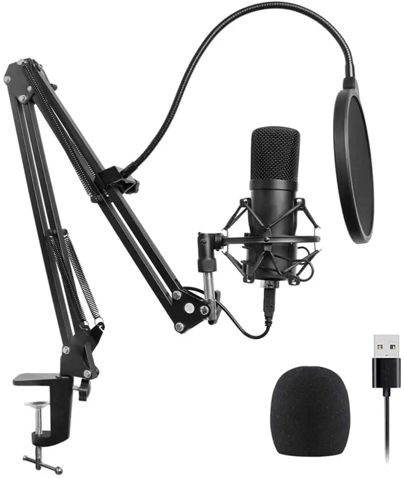 Professional Cardioid Studio Condenser Mic Include Adjustable Suspension Scissor Arm Stand, Shock Mount and Pop Filter for PC Ka
Professional Cardioid Studio Condenser Mic Include Adjustable Suspension Scissor Arm Stand, Shock Mount and Pop Filter for PC Ka