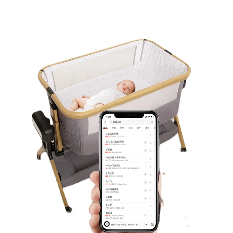 Baby Crib Portable Foldable Mobile Bluetooth Electric Bassinet Newborn Baby Stitching Bed
Baby Crib Portable Foldable Mobile Bluetooth Electric Bassinet Newborn Baby Stitching Bed