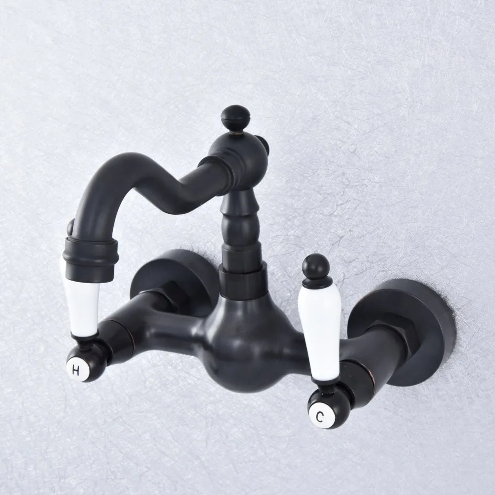 Oil Rubbed Bronze Wall Mounted Bath Faucets Double Handle Dual Hole Bathroom Sink Washbasin Water Mixer Tap zsf704
Oil Rubbed Bronze Wall Mounted Bath Faucets Double Handle Dual Hole Bathroom Sink Washbasin Water Mixer Tap zsf704