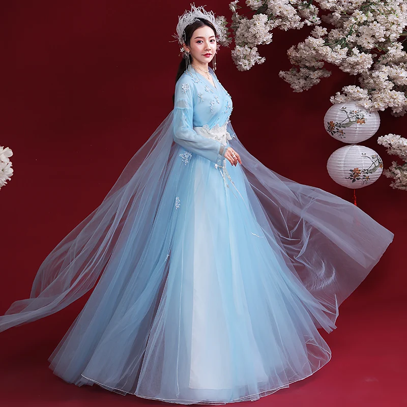 New Women Hanfu Traditional Chinese Clothing Embroidery Ancient Folk Stage Performance Dance Costumes Festival Outfit SL4530
New Women Hanfu Traditional Chinese Clothing Embroidery Ancient Folk Stage Performance Dance Costumes Festival Outfit SL4530