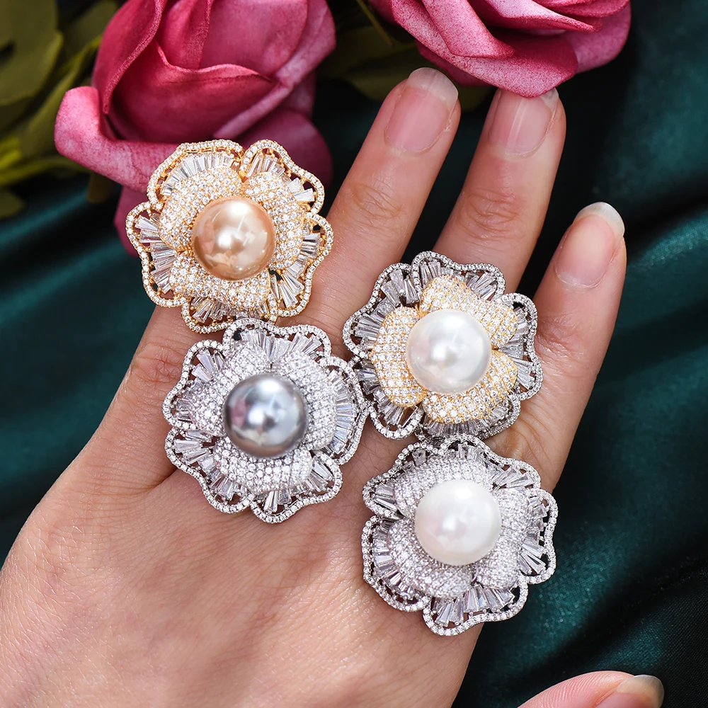 GODKI Super 4 Colors Gorgeous Flowers Big Pearl Rings Romantic Gray Gold For Women Bridal Wedding Daily Fashion AAA CZ Jewelry
GODKI Super 4 Colors Gorgeous Flowers Big Pearl Rings Romantic Gray Gold For Women Bridal Wedding Daily Fashion AAA CZ Jewelry
