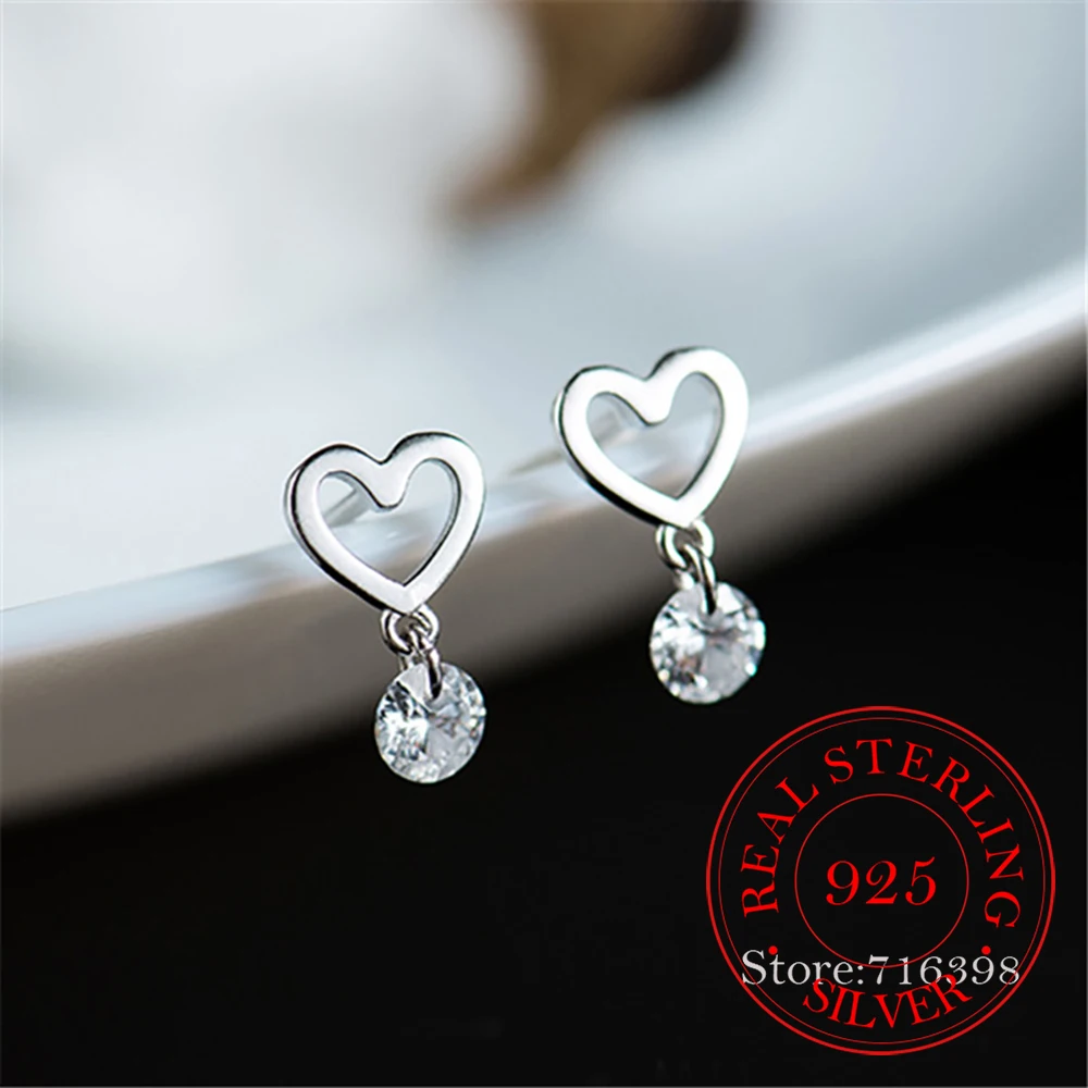 925 Sterling Silver Crystal Heart Stud Earrings Fashion Jewelry For Women Christmas Gift pendientes aretes de mujer
925 Sterling Silver Crystal Heart Stud Earrings Fashion Jewelry For Women Christmas Gift pendientes aretes de mujer