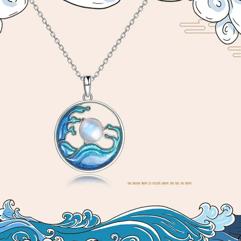 S925 Natural Moonstone 100% Silver Necklace Female Sea Moon Chinese Style Necklace Enamel Women Moon Over The Sea Round Pendant
S925 Natural Moonstone 100% Silver Necklace Female Sea Moon Chinese Style Necklace Enamel Women Moon Over The Sea Round Pendant