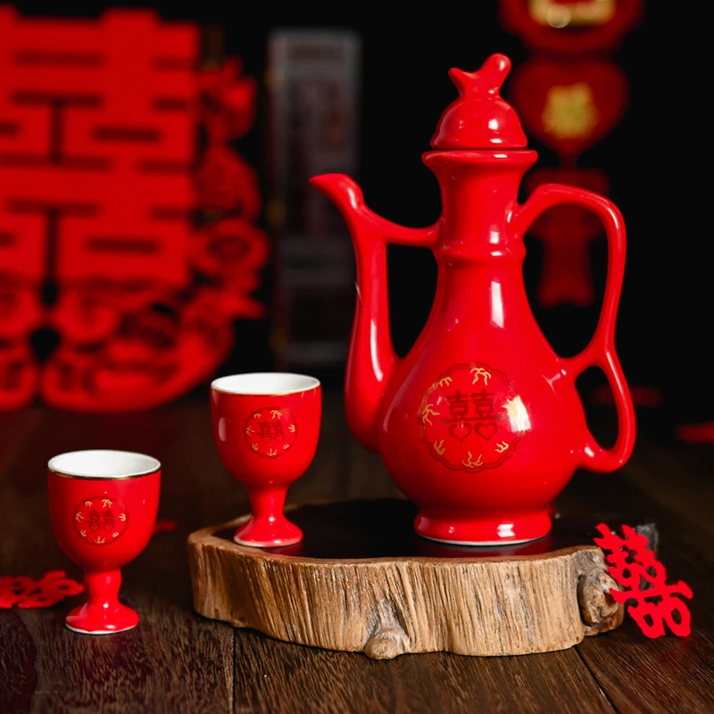 Chinese wedding marriage wine fagon pot bottle cup ceramic red festival creation barware set banquet gift marriage celebration
Chinese wedding marriage wine fagon pot bottle cup ceramic red festival creation barware set banquet gift marriage celebration