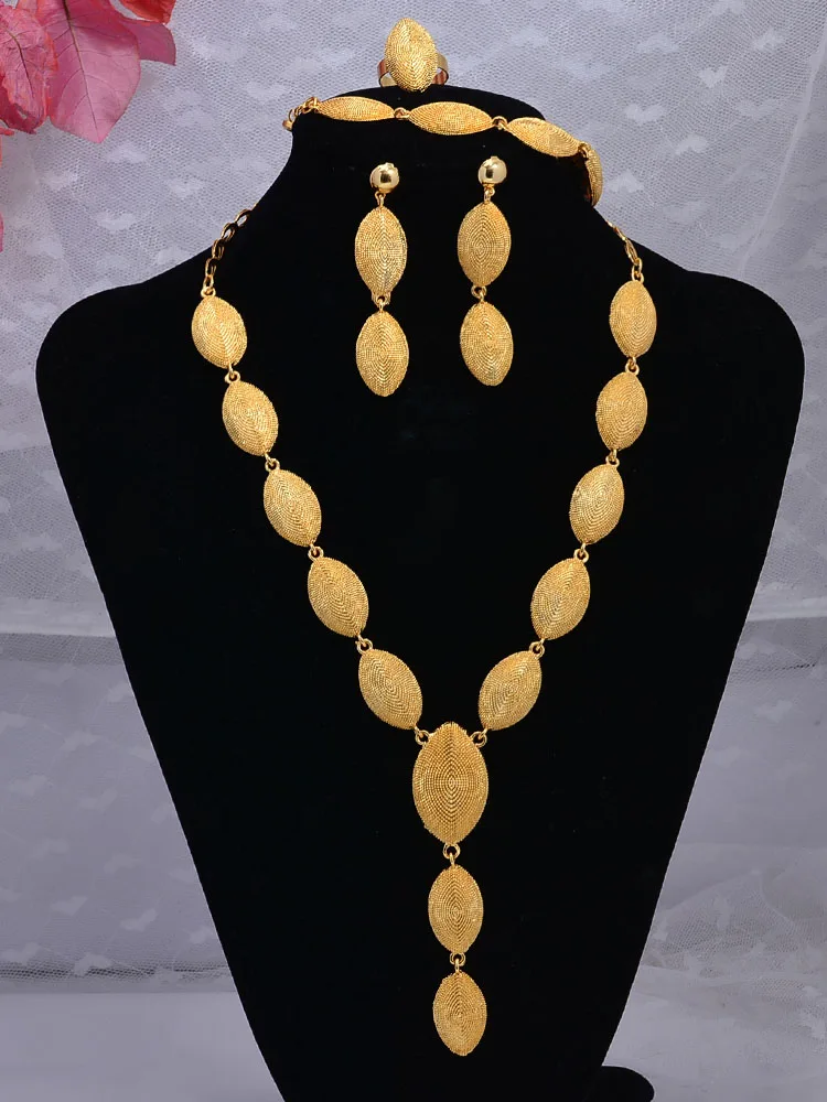 24k Jewelry Set For Women Dubai 24K Gold Color Wedding Gifts African Engagement necklace ring earrings bracelet jewelry set
24k Jewelry Set For Women Dubai 24K Gold Color Wedding Gifts African Engagement necklace ring earrings bracelet jewelry set