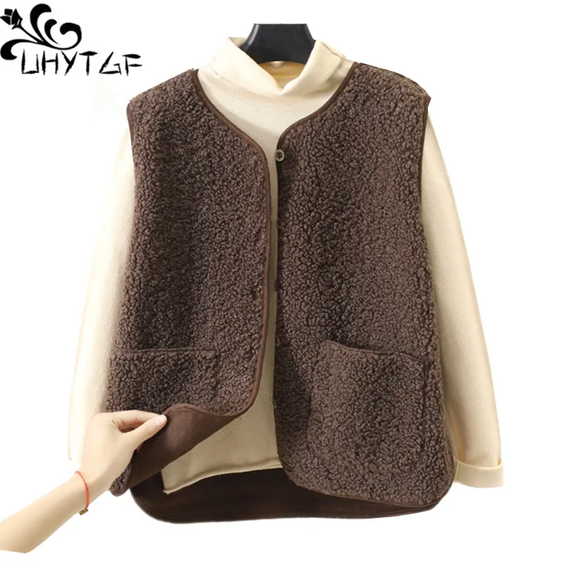 UHYTGF Vests for women Quality lambswool Plush winter vest waistcoat women warm jacket female sleeveless short top big size 1500
UHYTGF Vests for women Quality lambswool Plush winter vest waistcoat women warm jacket female sleeveless short top big size 1500