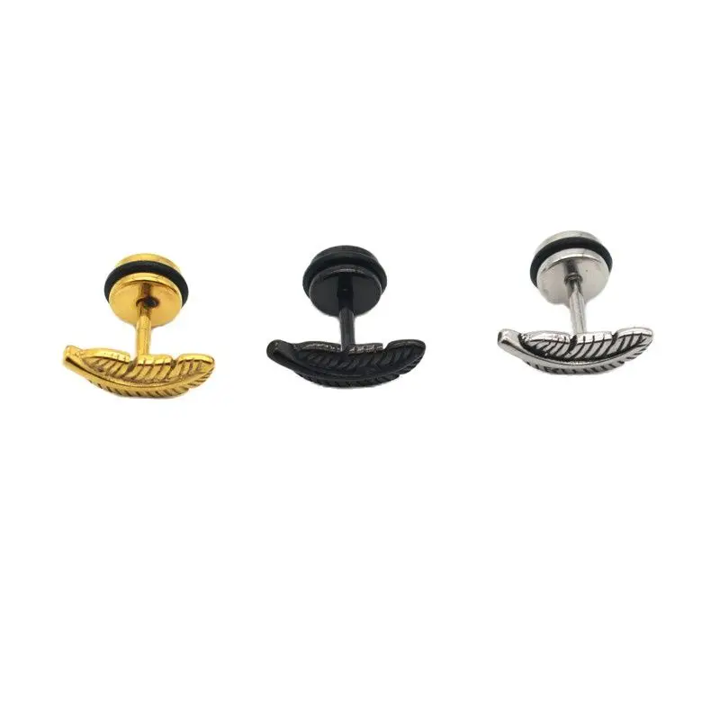 Feather Earring Ear Stud Stell Black Gold Color Fake Ear Plugs Women Jewelry 316L Stainless Steel Fashion Body Piercing
Feather Earring Ear Stud Stell Black Gold Color Fake Ear Plugs Women Jewelry 316L Stainless Steel Fashion Body Piercing
