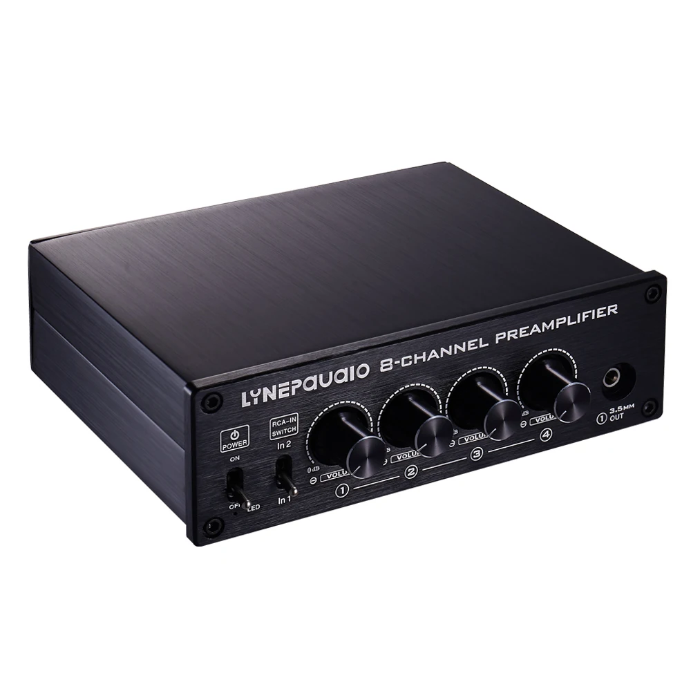 Pre-amplifier speaker splitter, 2 in 8 out switch, with volume control and earphone 16-600 ohm/monitor function
Pre-amplifier speaker splitter, 2 in 8 out switch, with volume control and earphone 16-600 ohm/monitor function