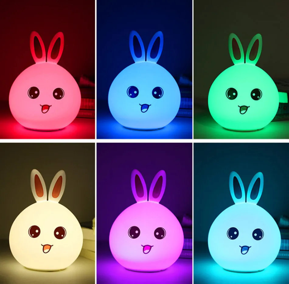 Creative Cute Rabbit Silicone Lamp Bedroom Remote Control Color Changing Children's Animal design Night Light
Creative Cute Rabbit Silicone Lamp Bedroom Remote Control Color Changing Children's Animal design Night Light