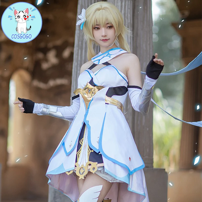 Genshin Impact Cosplay Costume Traveler Lumine Cosplay Costume Women White Costume Halloween Dress Stocking Belt Suit
Genshin Impact Cosplay Costume Traveler Lumine Cosplay Costume Women White Costume Halloween Dress Stocking Belt Suit