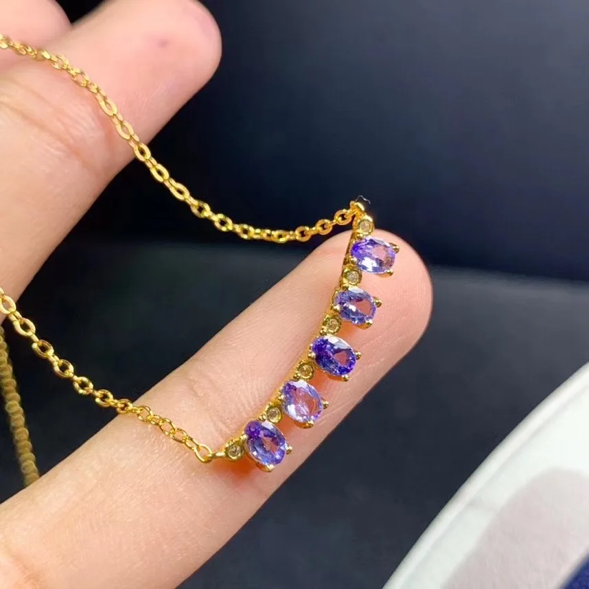 Ladies New Natural Tanzanite Necklace 925 Silver Electroplated Gold Model Simple Fashion Trend
Ladies New Natural Tanzanite Necklace 925 Silver Electroplated Gold Model Simple Fashion Trend