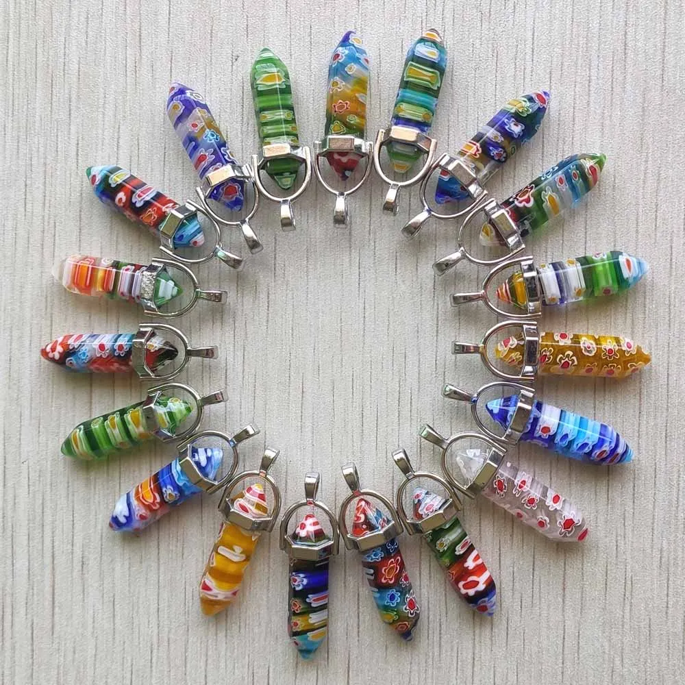 Fashion mix thousand flower glass pillar Point charm pendants for jewelry making 24pcs/lot Wholesale free shipping
Fashion mix thousand flower glass pillar Point charm pendants for jewelry making 24pcs/lot Wholesale free shipping