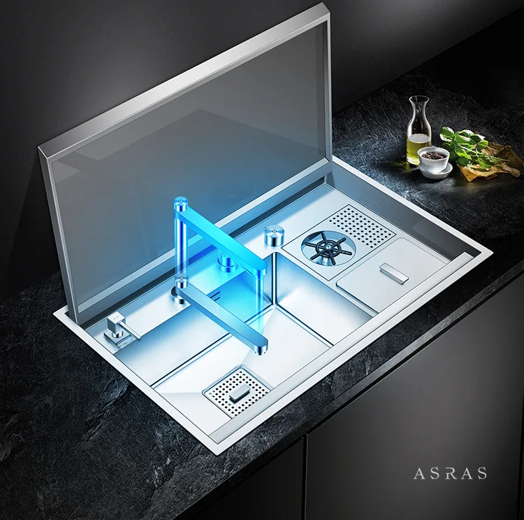 Скрытая кухонная раковина Asras 8250X/8250G ручной работы из нержавеющей стали с умным откидным чехлом и подъемным краном
Скрытая кухонная раковина Asras 8250X/8250G ручной работы из нержавеющей стали с умным откидным чехлом и подъемным краном