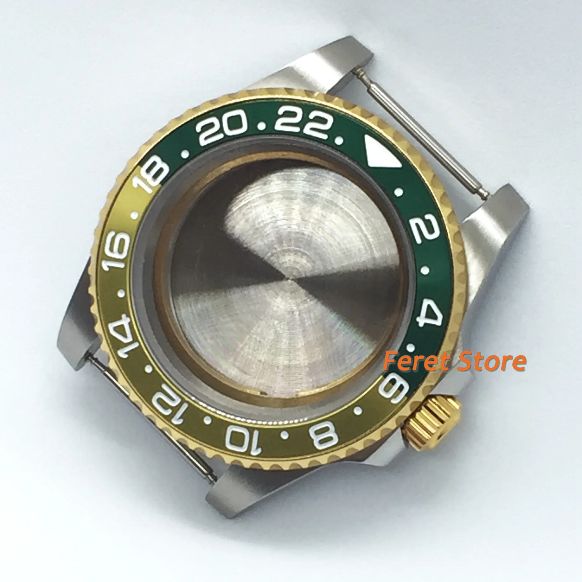 40mm gold stainless case green yellow sapphire glass watch case fit ETA 2836 miyota 8215/8205/821A Mingzhu DG2813/ 3804 movement
40mm gold stainless case green yellow sapphire glass watch case fit ETA 2836 miyota 8215/8205/821A Mingzhu DG2813/ 3804 movement