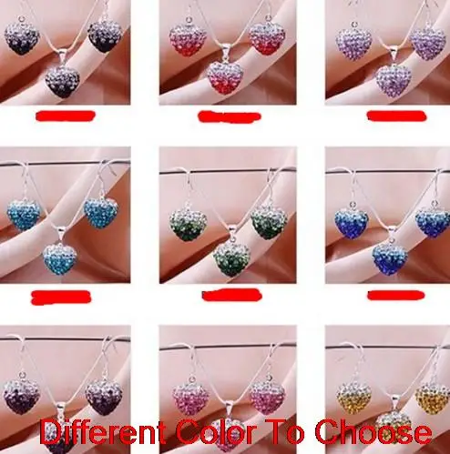 mix multicolor 12*16mm heart Silver Plated snake chain gradual change Crystal crystal set earrings Necklace For Wohr646
mix multicolor 12*16mm heart Silver Plated snake chain gradual change Crystal crystal set earrings Necklace For Wohr646