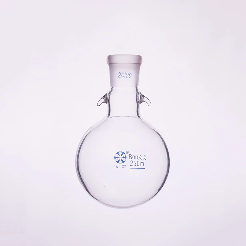 Single standard mouth round-bottomed flask,With hook up,Capacity 250ml and joint 24/29,Single neck round flask
Single standard mouth round-bottomed flask,With hook up,Capacity 250ml and joint 24/29,Single neck round flask