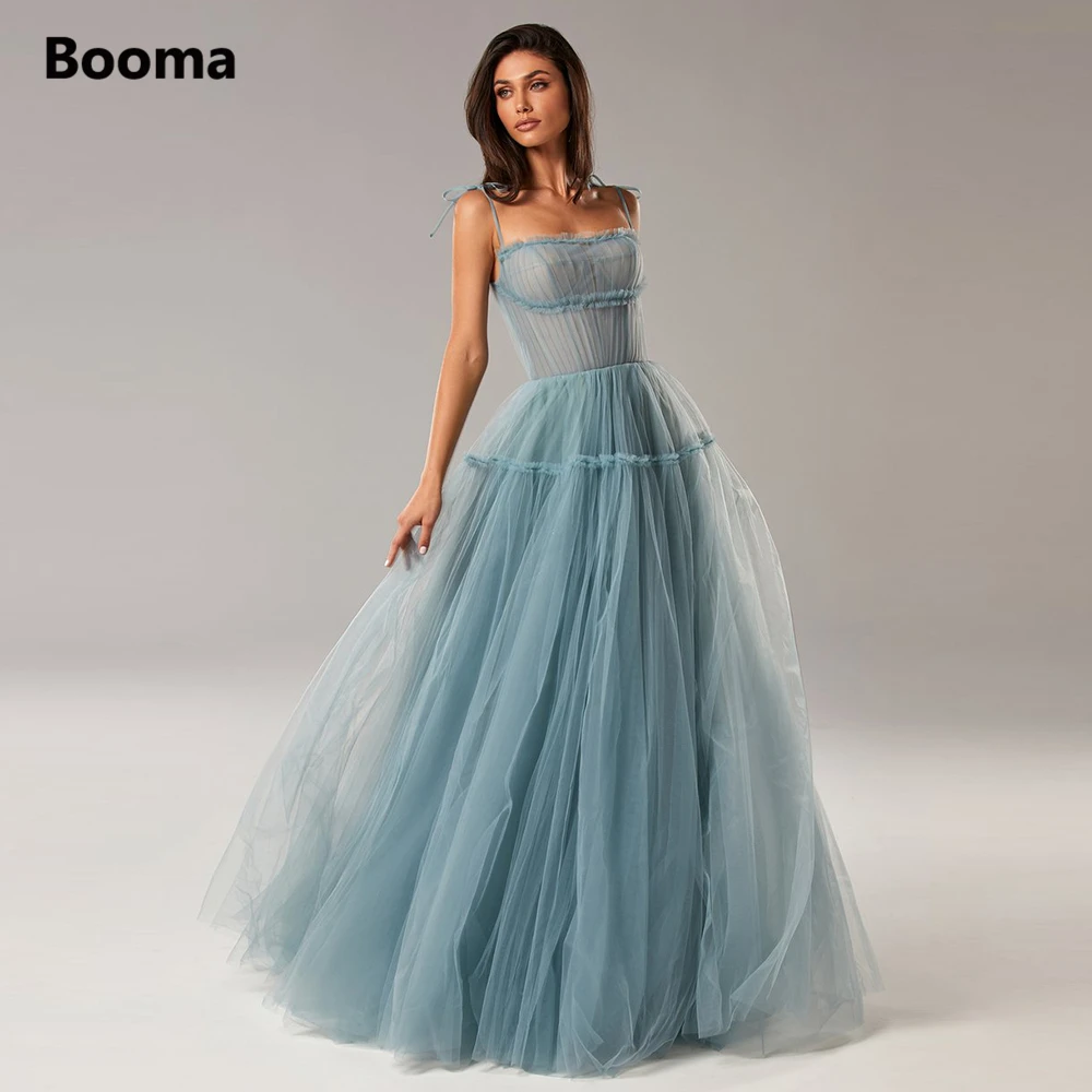 Booma Dusty Blue Tulle Maxi Prom Dresses Bow Straps Floor-Length A-Line Wedding Party Dresses Open Back Formal Evening Gowns
Booma Dusty Blue Tulle Maxi Prom Dresses Bow Straps Floor-Length A-Line Wedding Party Dresses Open Back Formal Evening Gowns
