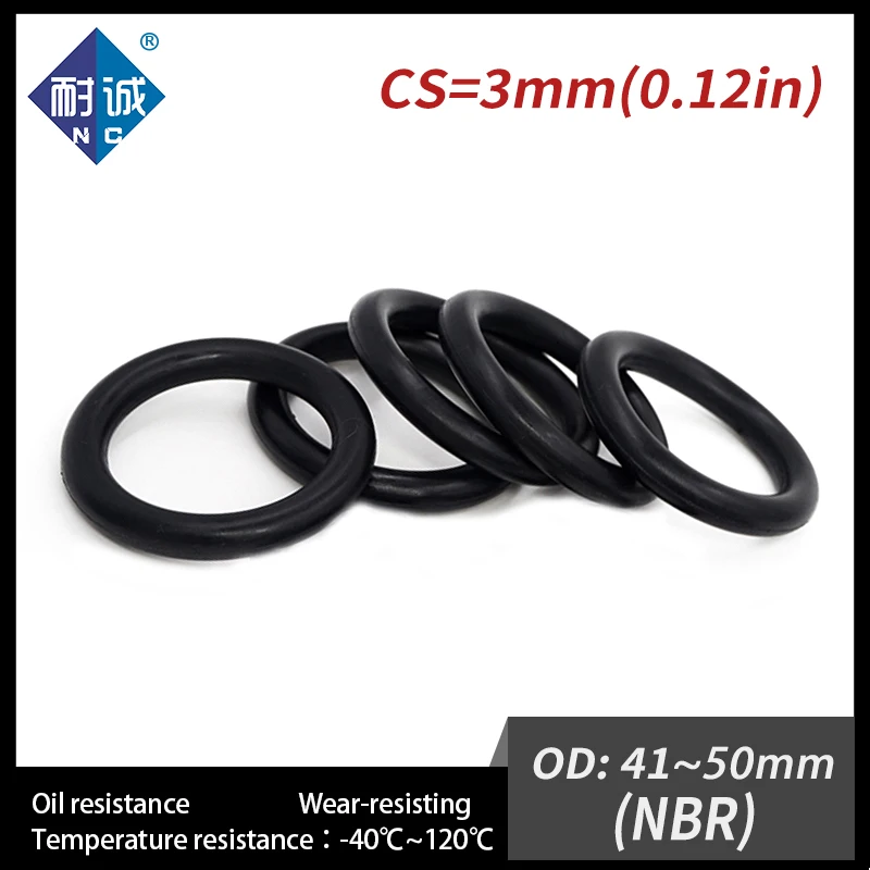 10PCS/Lot Nitrile Rubber Black NBR Thickness CS3mm OD41/42/43/44/45/46/47/48/50*3mm O Ring Gasket Oil Resistant Waterproof
10PCS/Lot Nitrile Rubber Black NBR Thickness CS3mm OD41/42/43/44/45/46/47/48/50*3mm O Ring Gasket Oil Resistant Waterproof
