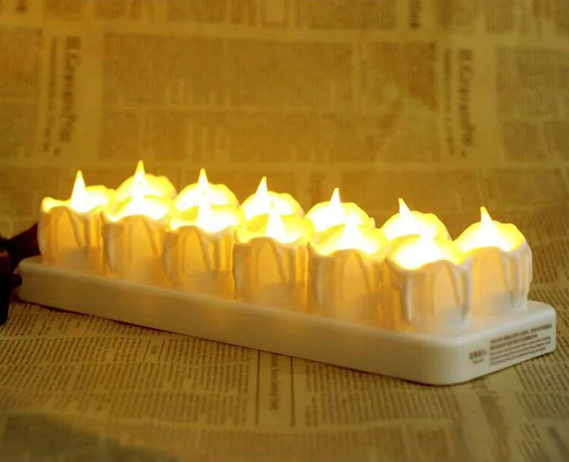 Pack of 12 LED Rechargeable Wax Dripped TeaLight Flameless Candle Lamp 7keys Remote controller w/Timer function Festival Wedding
Pack of 12 LED Rechargeable Wax Dripped TeaLight Flameless Candle Lamp 7keys Remote controller w/Timer function Festival Wedding