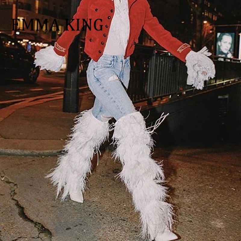 2021 Winter Women Feather Knee High Boot Pointy Toe Tassel Cover Side Zipper Suede Boots Runway Party Long Booties De Mujer
2021 Winter Women Feather Knee High Boot Pointy Toe Tassel Cover Side Zipper Suede Boots Runway Party Long Booties De Mujer
