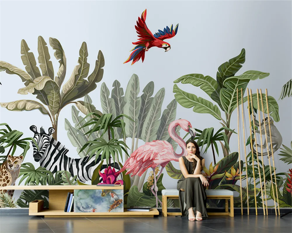 beibehang Customized modern Southeast Asia tropical forest animal living room TV background wall paper wall papers home decor
beibehang Customized modern Southeast Asia tropical forest animal living room TV background wall paper wall papers home decor