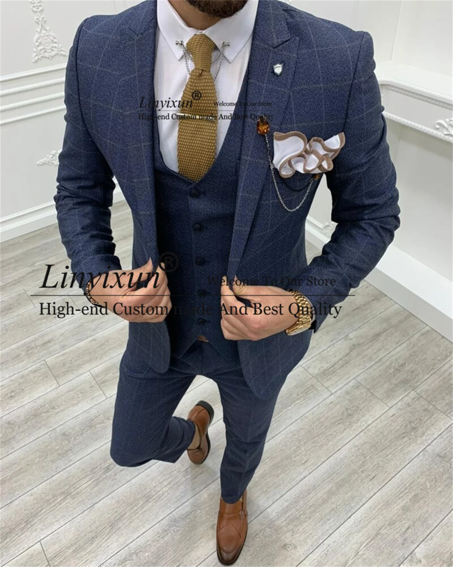 Classic Plaid Wool Mens Suit For Wedding 3 Pieces Jacket Vest Pants Set Groom Tuxedo Business Man Blazer Masculino Costume Homme
Classic Plaid Wool Mens Suit For Wedding 3 Pieces Jacket Vest Pants Set Groom Tuxedo Business Man Blazer Masculino Costume Homme