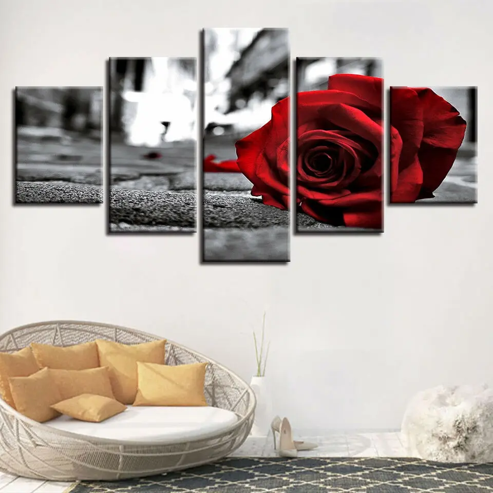 No Framed Canvas 5Pcs Romantic Red Rose Posters Wall Art Pictures Decoration Accessories Home Decor Paintings
No Framed Canvas 5Pcs Romantic Red Rose Posters Wall Art Pictures Decoration Accessories Home Decor Paintings