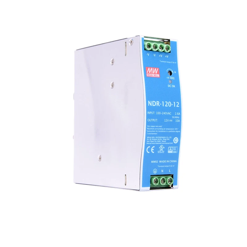 Original Mean Well NDR-120 series meanwell DC 12V 24V 48V 120W Single Output Industrial DIN Rail Power Supply
Original Mean Well NDR-120 series meanwell DC 12V 24V 48V 120W Single Output Industrial DIN Rail Power Supply
