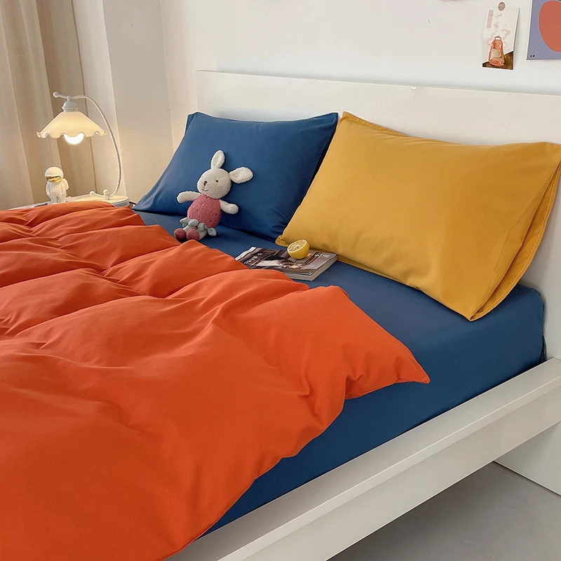 Classic Simple Bedding Set 7 Size Orange Plus Sapphire Solid Bed Linen 4pcs/set Duvet Cover Sets Bed Sheet Side Home Textile
Classic Simple Bedding Set 7 Size Orange Plus Sapphire Solid Bed Linen 4pcs/set Duvet Cover Sets Bed Sheet Side Home Textile