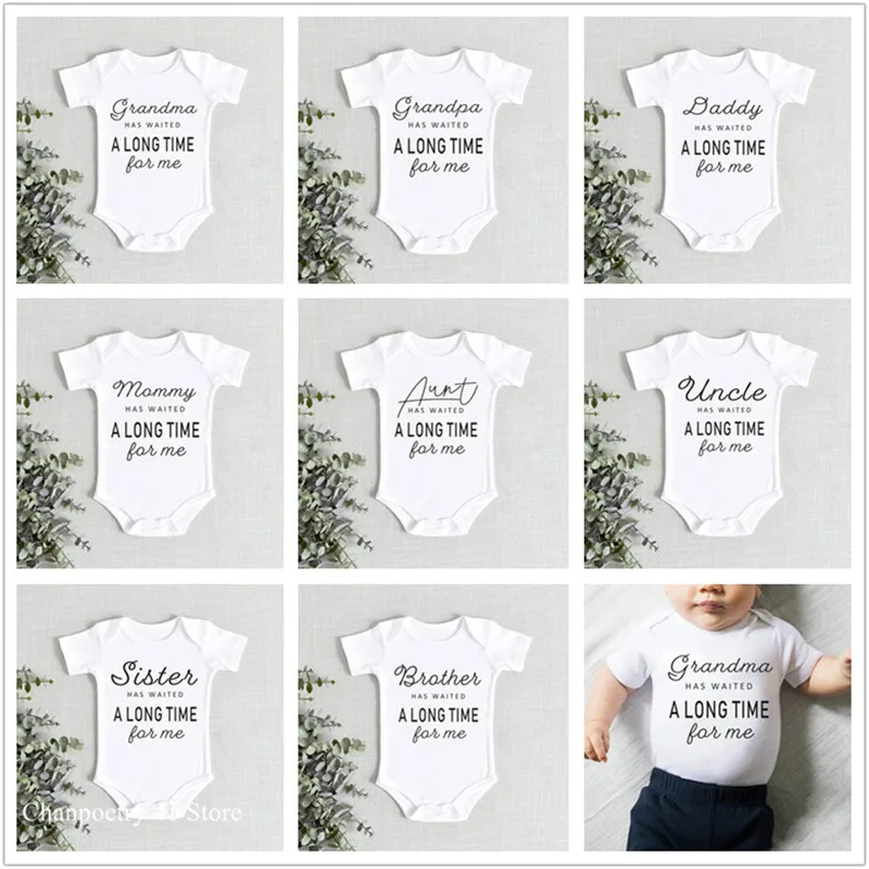 Daddy Mommy Waited A Long Time for Me Baby Girls Boys Jumpsuit Newborn Print Bodysuits Summer Kids Cute Clothes 0-18Months
Daddy Mommy Waited A Long Time for Me Baby Girls Boys Jumpsuit Newborn Print Bodysuits Summer Kids Cute Clothes 0-18Months