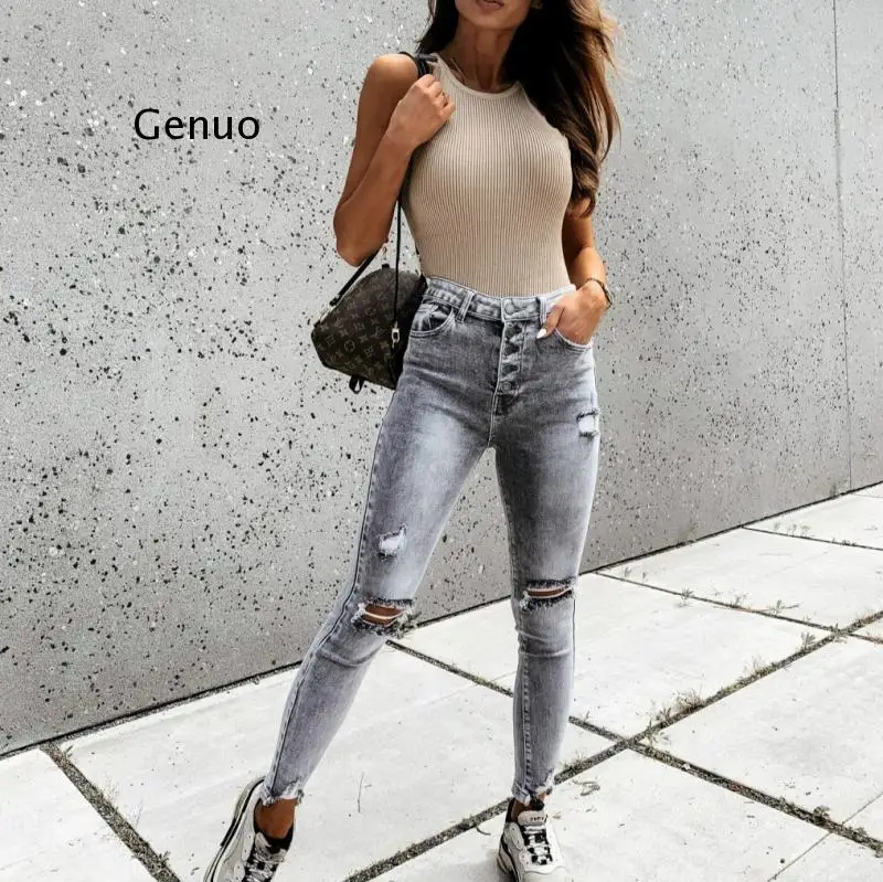Skinny Jeans Women Streetwear High Waist Ripped Holes Pencil Jeans Stretchable Female Jeans 2021 Women Pants
Skinny Jeans Women Streetwear High Waist Ripped Holes Pencil Jeans Stretchable Female Jeans 2021 Women Pants