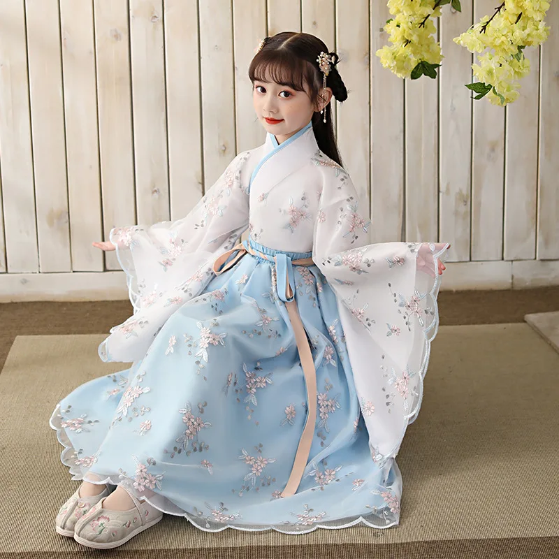 Girls Dress Chinese Hanfu Princess Dress Kids Fairy Folk with Belt Children Dance Oriental Costume Chinese New Year Clothes
Girls Dress Chinese Hanfu Princess Dress Kids Fairy Folk with Belt Children Dance Oriental Costume Chinese New Year Clothes