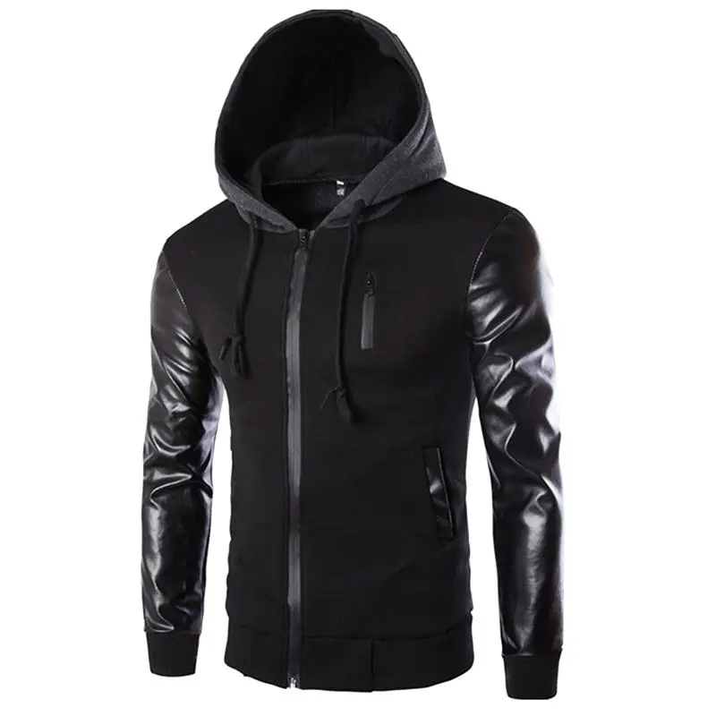 Mens Hoodies Patchwork Leather Sleeve Fashion Hoodies Men Jacket Coat Brand Sweatshirt Slim Fit Pullover Tracksuits Masculino
Mens Hoodies Patchwork Leather Sleeve Fashion Hoodies Men Jacket Coat Brand Sweatshirt Slim Fit Pullover Tracksuits Masculino