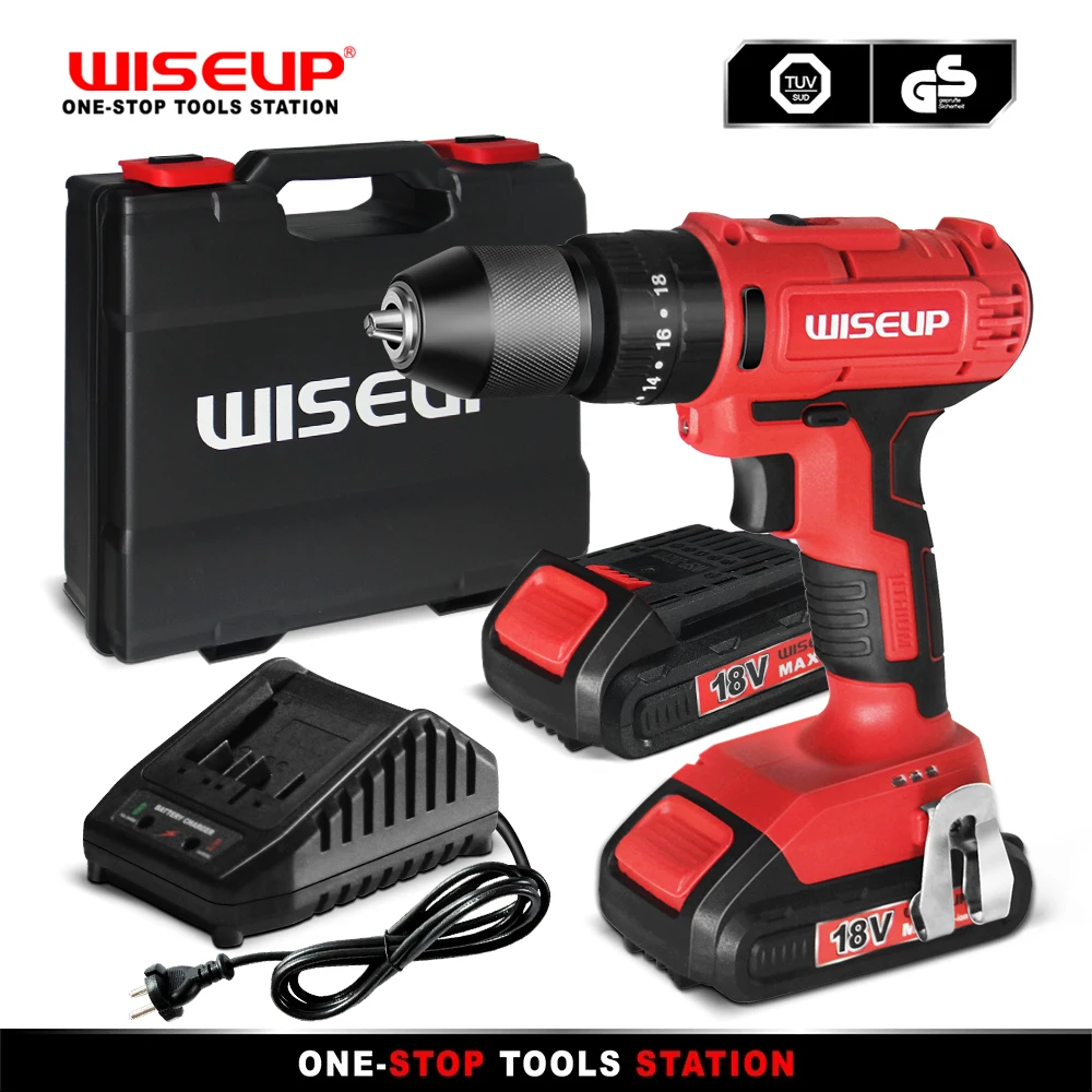 WISEUP Industrial Grade 18V Electric Screwdriver Cordless Drill with 2 Lithium-Ion Battery(2Ah) Fast Chargering 18+1 Settings
WISEUP Industrial Grade 18V Electric Screwdriver Cordless Drill with 2 Lithium-Ion Battery(2Ah) Fast Chargering 18+1 Settings