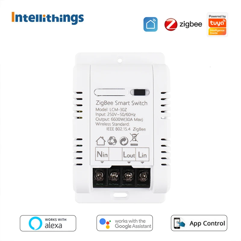 Интеллектуальный выключатель Zigbee, 30 А, голосовое управление через приложение Alexa, Google Home
Интеллектуальный выключатель Zigbee, 30 А, голосовое управление через приложение Alexa, Google Home