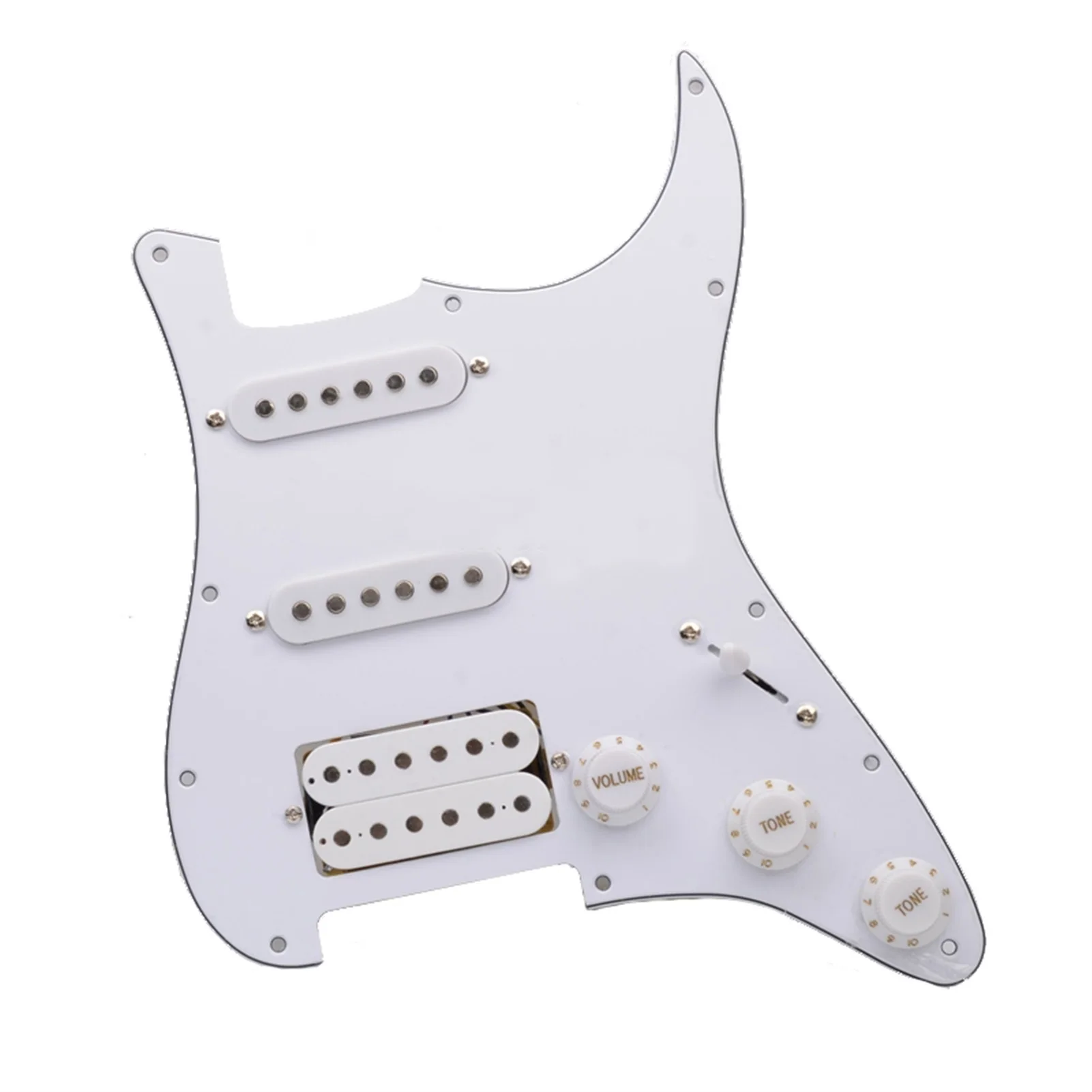 Multi Colour Electric Guitar Pickguard And White SSH Loaded Prewired Scratchplate Assembly
Multi Colour Electric Guitar Pickguard And White SSH Loaded Prewired Scratchplate Assembly