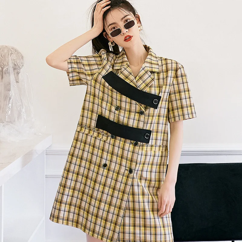 Vintage Women Casual Loose Double Breasted Notched Collar Retro Plaid Summer Lady Brief Mini Short Shirt Dress
Vintage Women Casual Loose Double Breasted Notched Collar Retro Plaid Summer Lady Brief Mini Short Shirt Dress
