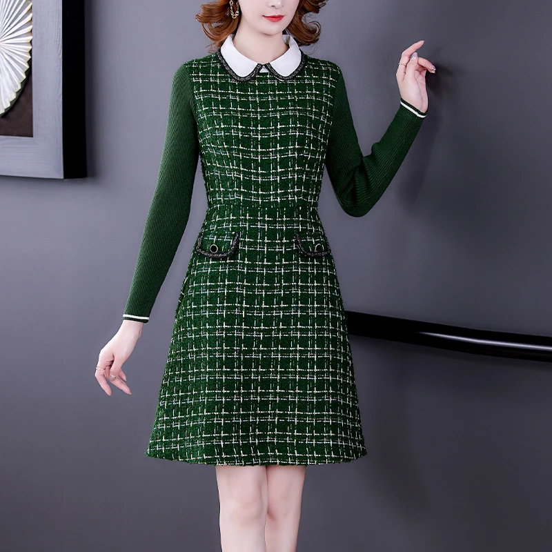 New Autumn Winter Patchwork plaid Tweed Dress Women Long Sleeve Vintage Runway Korean Elegant Ladies Office Dresses
New Autumn Winter Patchwork plaid Tweed Dress Women Long Sleeve Vintage Runway Korean Elegant Ladies Office Dresses