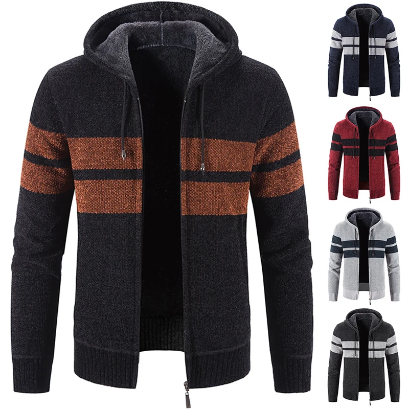 Autumn/winter Fleece Sweaters Coat Warm Hooded Sweater Casual Slim Stripe Zipper Cardigan Harajuku Youth Handsome Jacket
Autumn/winter Fleece Sweaters Coat Warm Hooded Sweater Casual Slim Stripe Zipper Cardigan Harajuku Youth Handsome Jacket